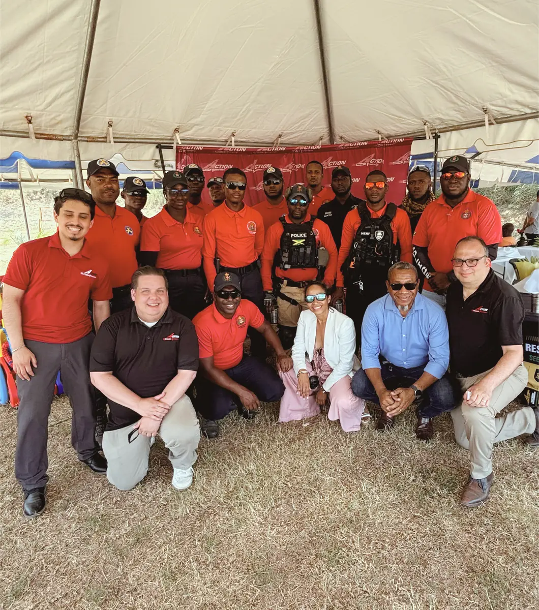 The Action Bullet team with public-safety partners at a demonstration event